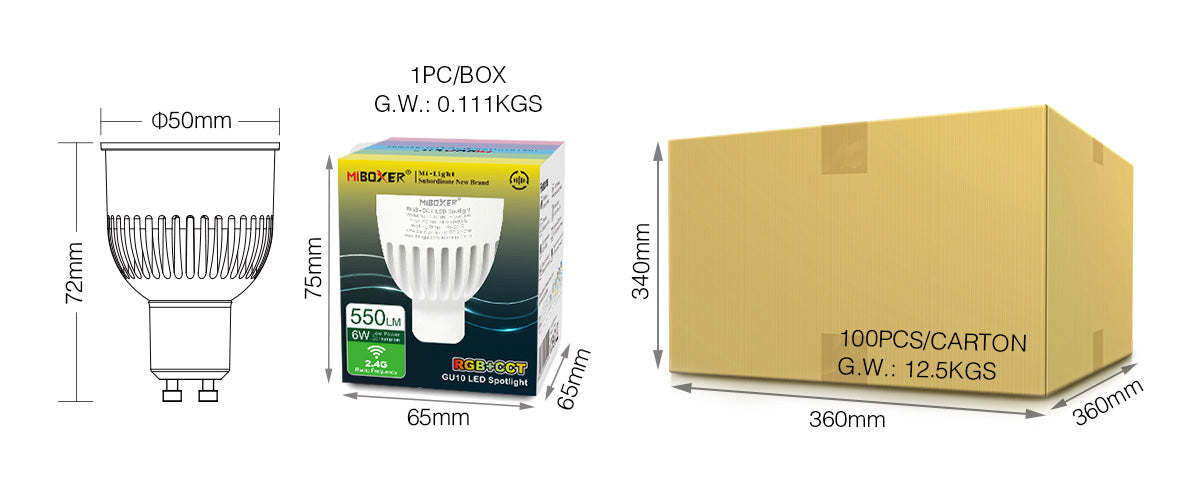 BOMBILLA LED GU10 6W RGB+CCT (2.4G)