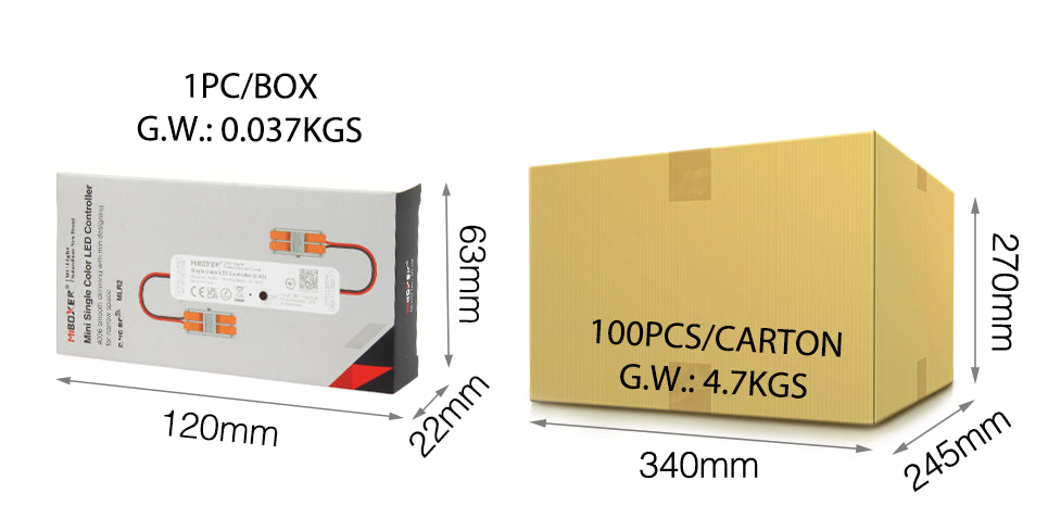 MINI CONTROLADOR LED MLR2 MONO COLOR 144W Max 6A RF (2.4GHz) DC12V-24V IP20