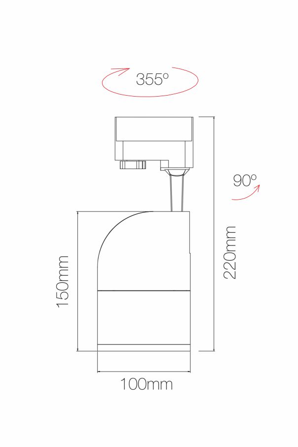 FOCO LED KONIC DIMMABLE 30W 15º/38º/60º SWITCH 2700K/3000K/4000K PARA CARRIL TÉCNICO TRIFÁSICO