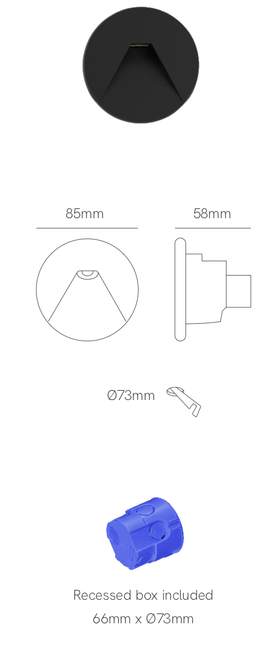 BALIZA LED PUN BLANCO NEGRO 3W 38º SWITCH 2700K/3200K/4000K