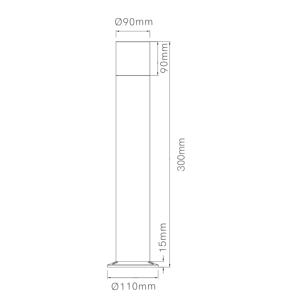 BALIZA LED EXTERIOR TURA 30CM 12W 180º IP65