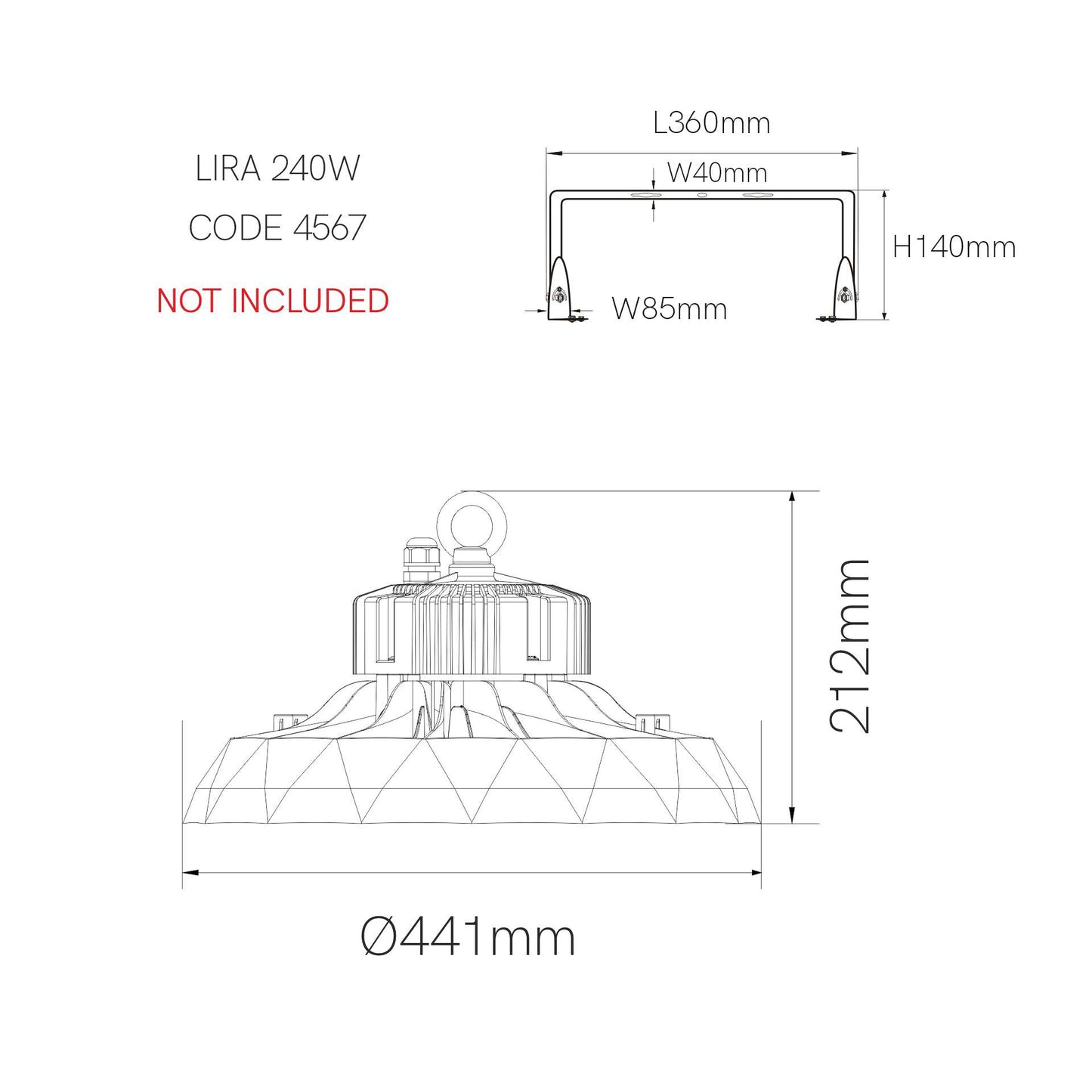 CAMPANA LED INDUSTRIAL UFO LENS LED 240W. 100-260V. 60º 90º 120º 4000K - 4508