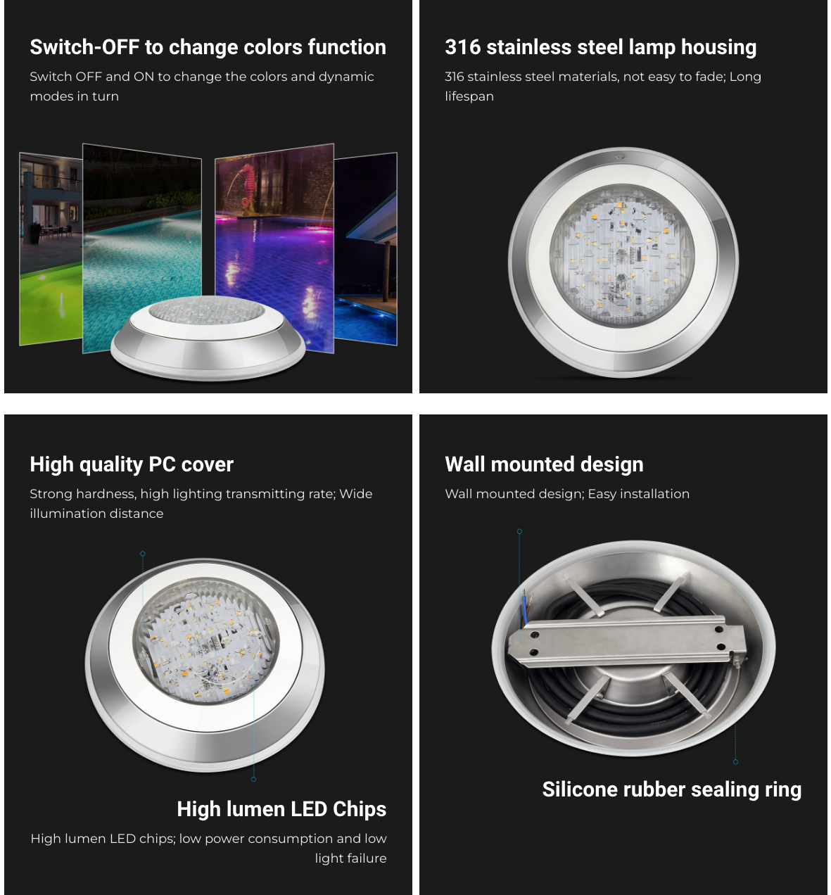 FOCO LED PISCINA SUPERFICIE 15W RGB+CCT Wall-mounted Underwater Light (LoRa 433MHz)