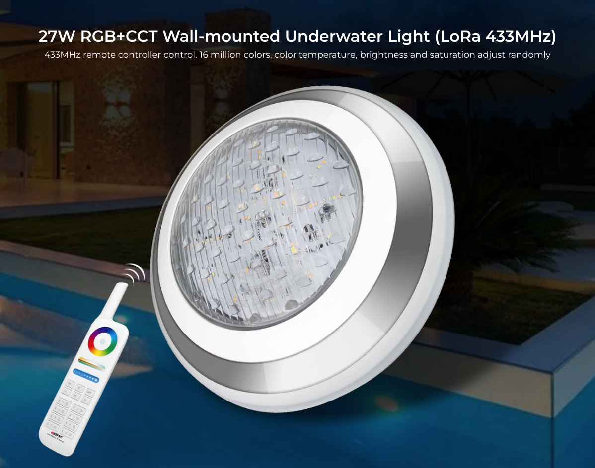 FOCO LED PISCINA SUPERFICIE 27W RGB+CCT Wall-mounted Underwater Light (LoRa 433MHz)