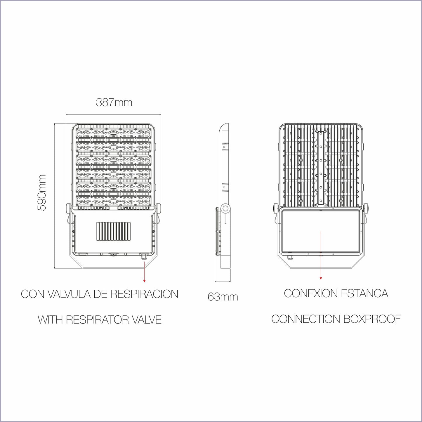 FOCO PROYECTOR KRION NEGRO LED 220V 300W