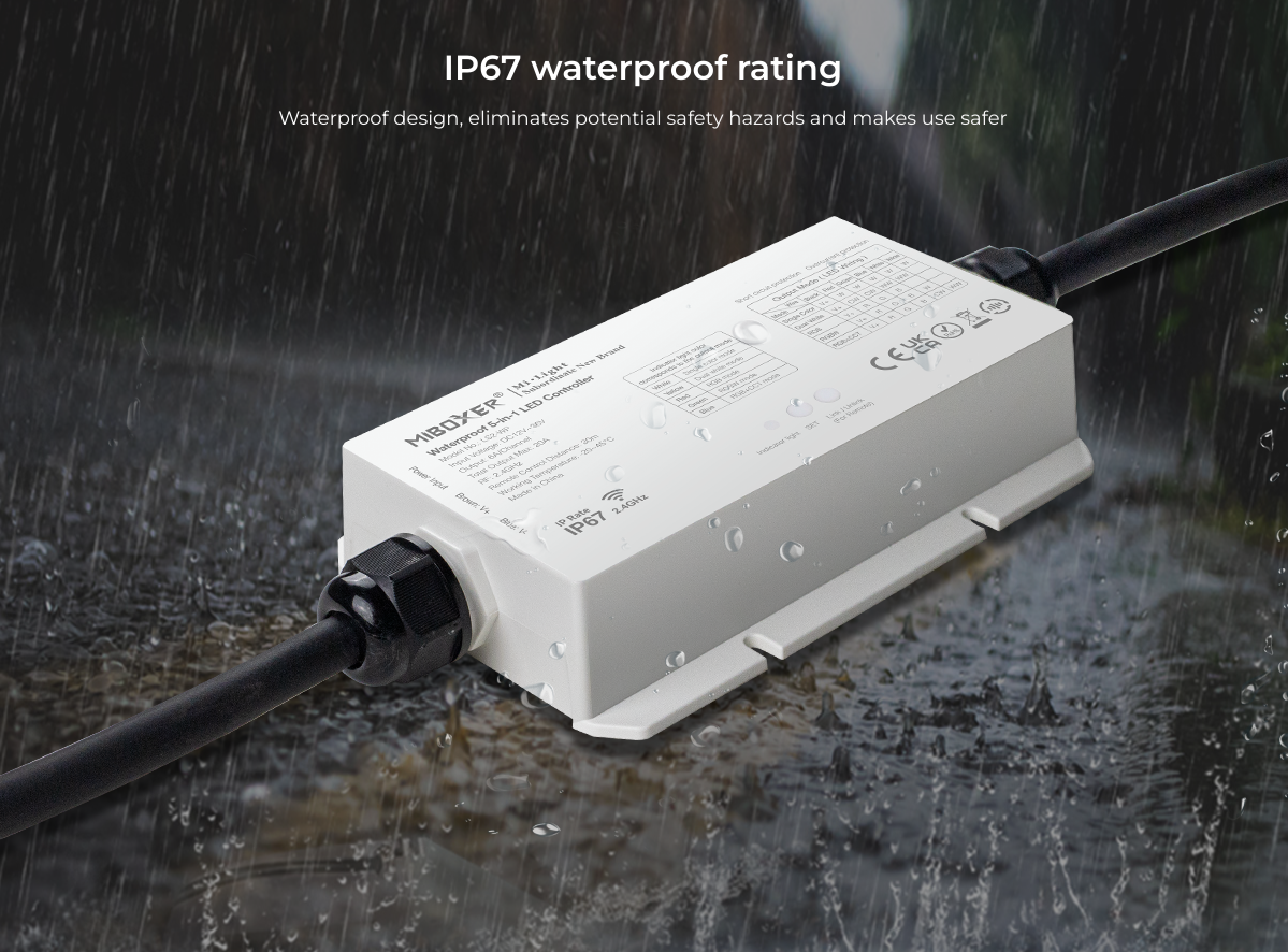 CONTROLADOR LED EXTERIOR LS2-WP PARA TIRAS LED 5 EN 1 DC12-48V MAX 15A RF 2.4GHz