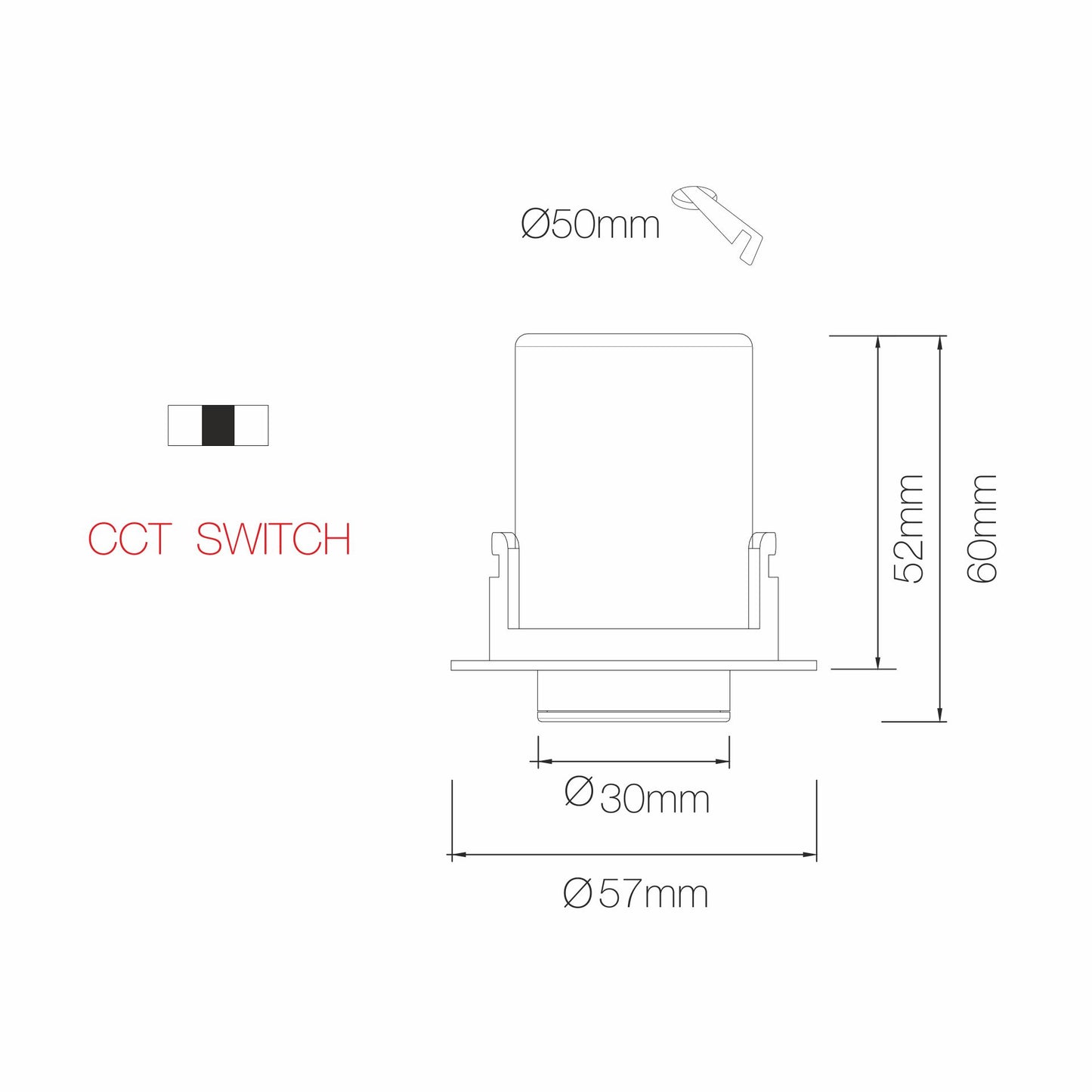 MINI DOWNLIGHT LED NANO OXO-R 4W 45º SWITCH 2700K/3000K/4000K