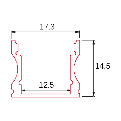 PERFIL DE ALUMINIO 2M SUPERFICIE 14,5x17,3mm PARA TIRAS LED + DIFUSOR