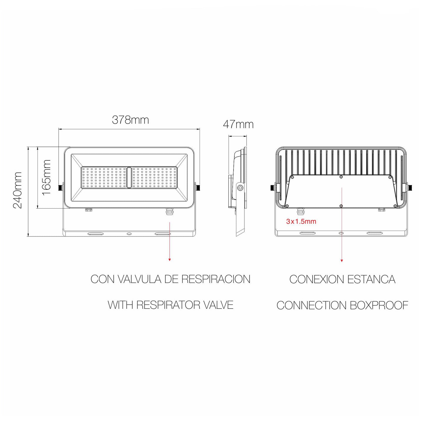 FOCO PROYECTOR POLARIS NEGRO LED 220V 100W
