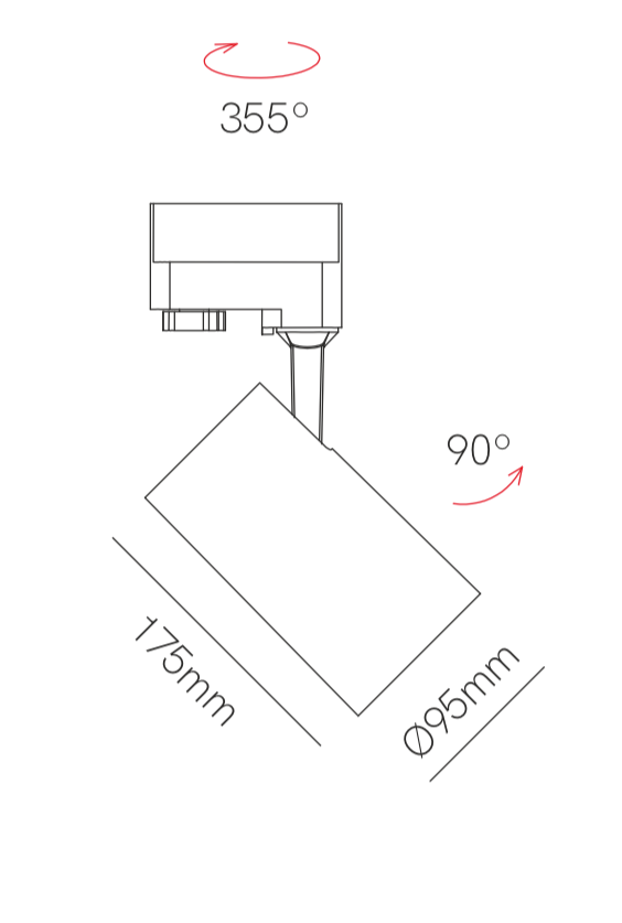 FOCO ZOOM 15W/20W/25W 15º-55º 2700K/3200K/4000K PARA CARRIL TÉCNICO TRIFÁSICO