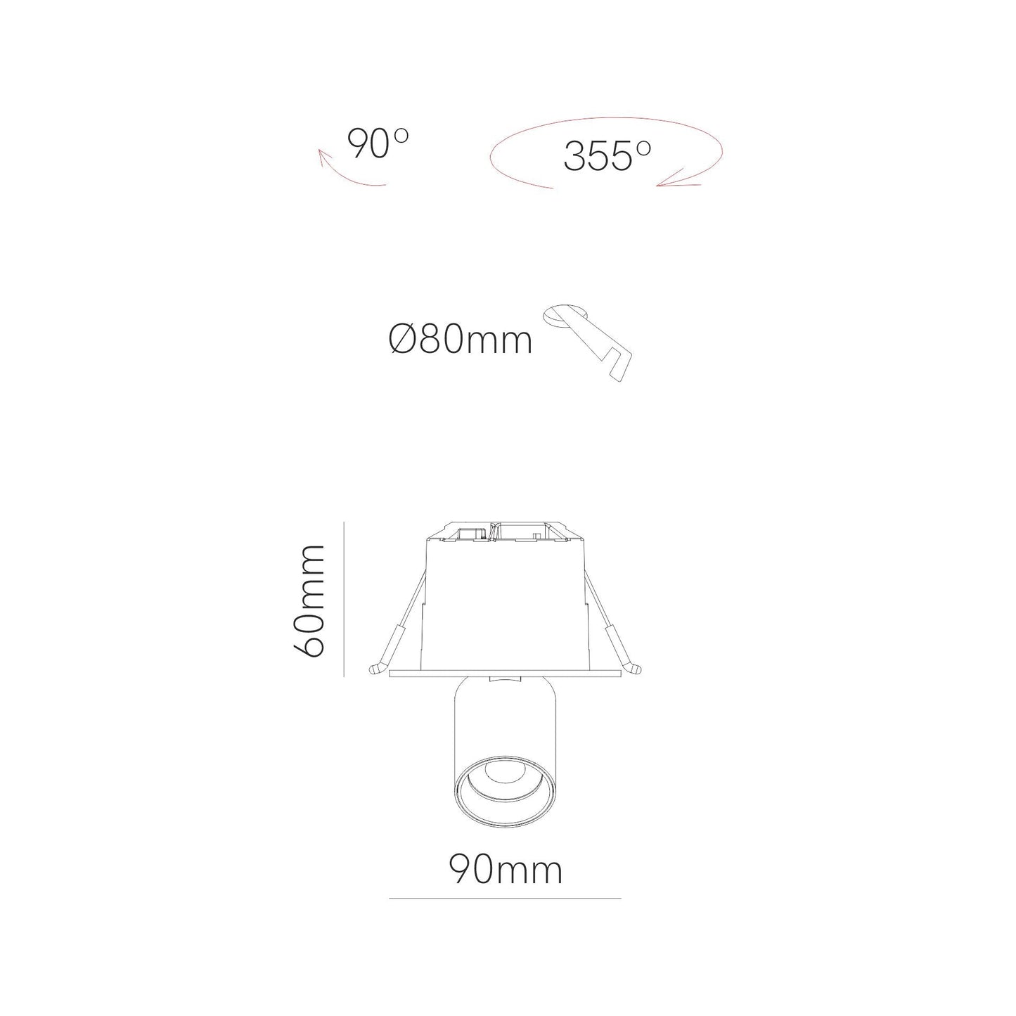 DOWNLIGHT LED MINI OXO SQUARE 1 6W 42º SWITCH 2700K/3000K/4000K ENCASTRAR
