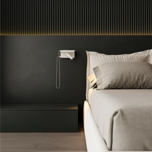 LÁMPARA LED LECTURA BEAM 5W 3 NIVELES DE INTENSIDAD 220-240V 40º LED 2.700K-2 USB 5V/2A