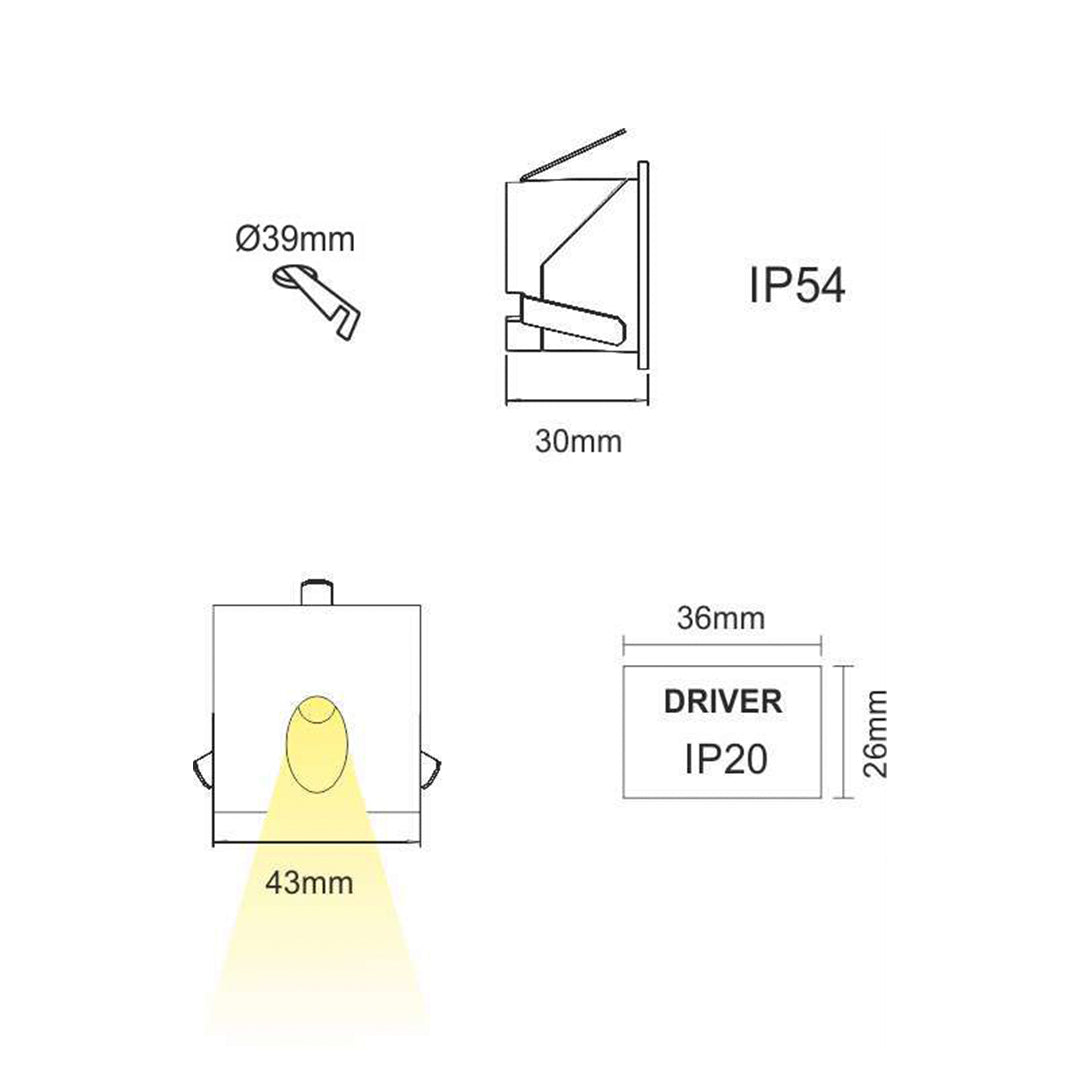 BALIZA LED LUKY ALUMINIUM 2W 220-240V 65º LED CREE 3.200K