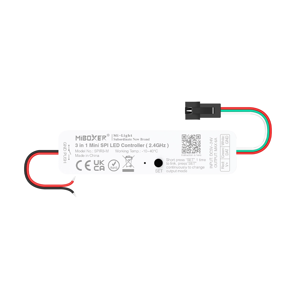MINI CONTROLADOR LED SPIR3-M 3 EN 1 SINGLE COLOR (2048) + RGB (1536)+ RGBW (1024) MAX 6A SPI DC5V~24V RF 2.4GHz