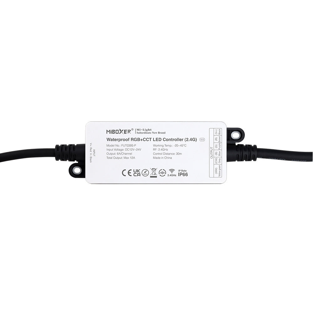 CONTROLADOR LED EXTERIOR FUT039S-P RGB+CCT RF 2,4 GHz - 12 ~ 24 V CC 12A MAX. IP66