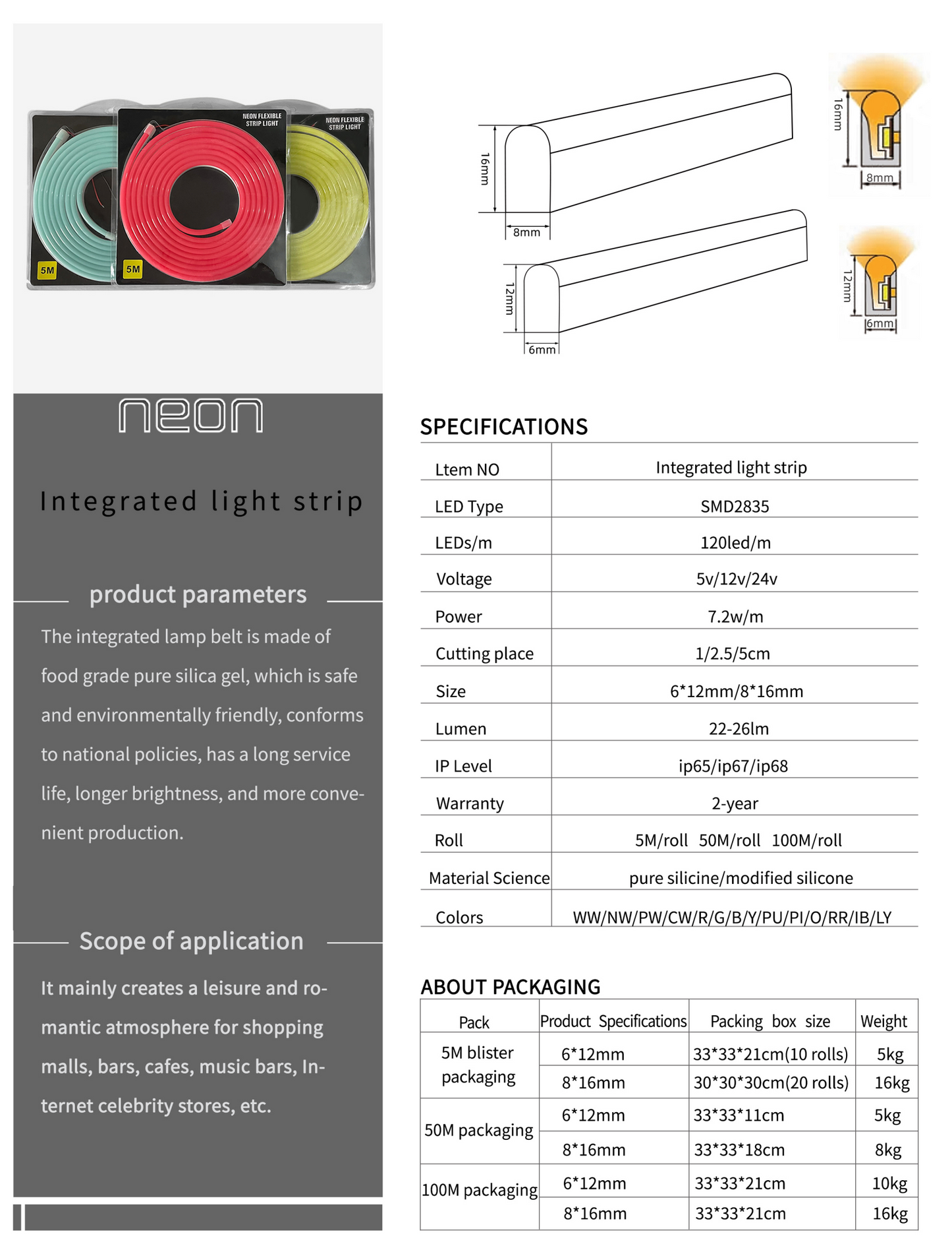 LED NEON 6x12mm COLOR ROSA