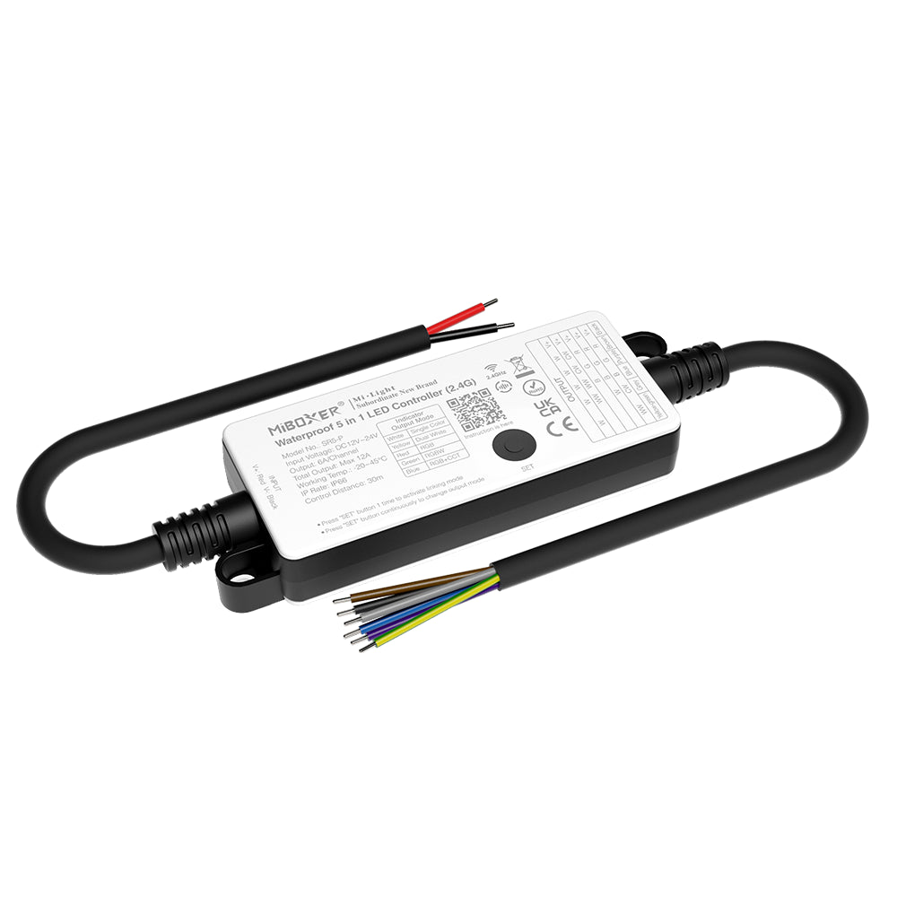 CONTROLADOR LED SR5-P 5 EN 1 EXTERIOR RGB+CCT RF 2.4GHz 12-24 VCC MAX 12A IP66