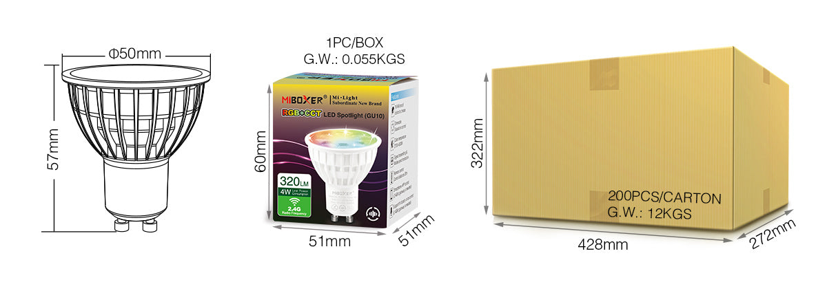 BOMBILLA LED GU10 4W RGB+CCT (2.4G)