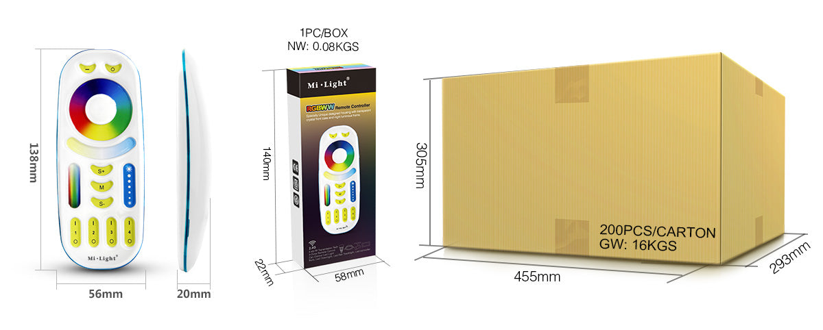 MANDO A DISTANCIA FUT092 4 ZONAS RF 2.4G WIRELESS RGB+CCT
