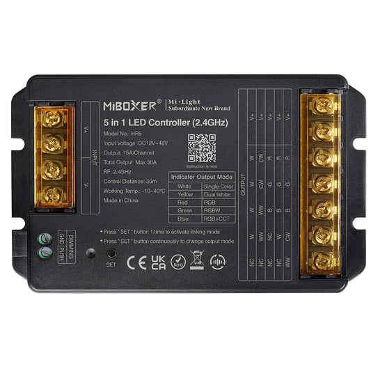 CONTROLADOR LED HR5 5 IN 1 RGB+CCT DC12~48V MAX. 30A PUSH DIMMING RF 2.4GHz