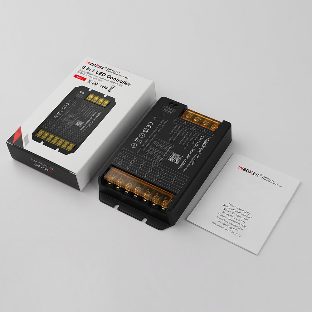 CONTROLADOR LED HR5 5 IN 1 RGB+CCT DC12~48V MAX. 30A PUSH DIMMING RF 2.4GHz