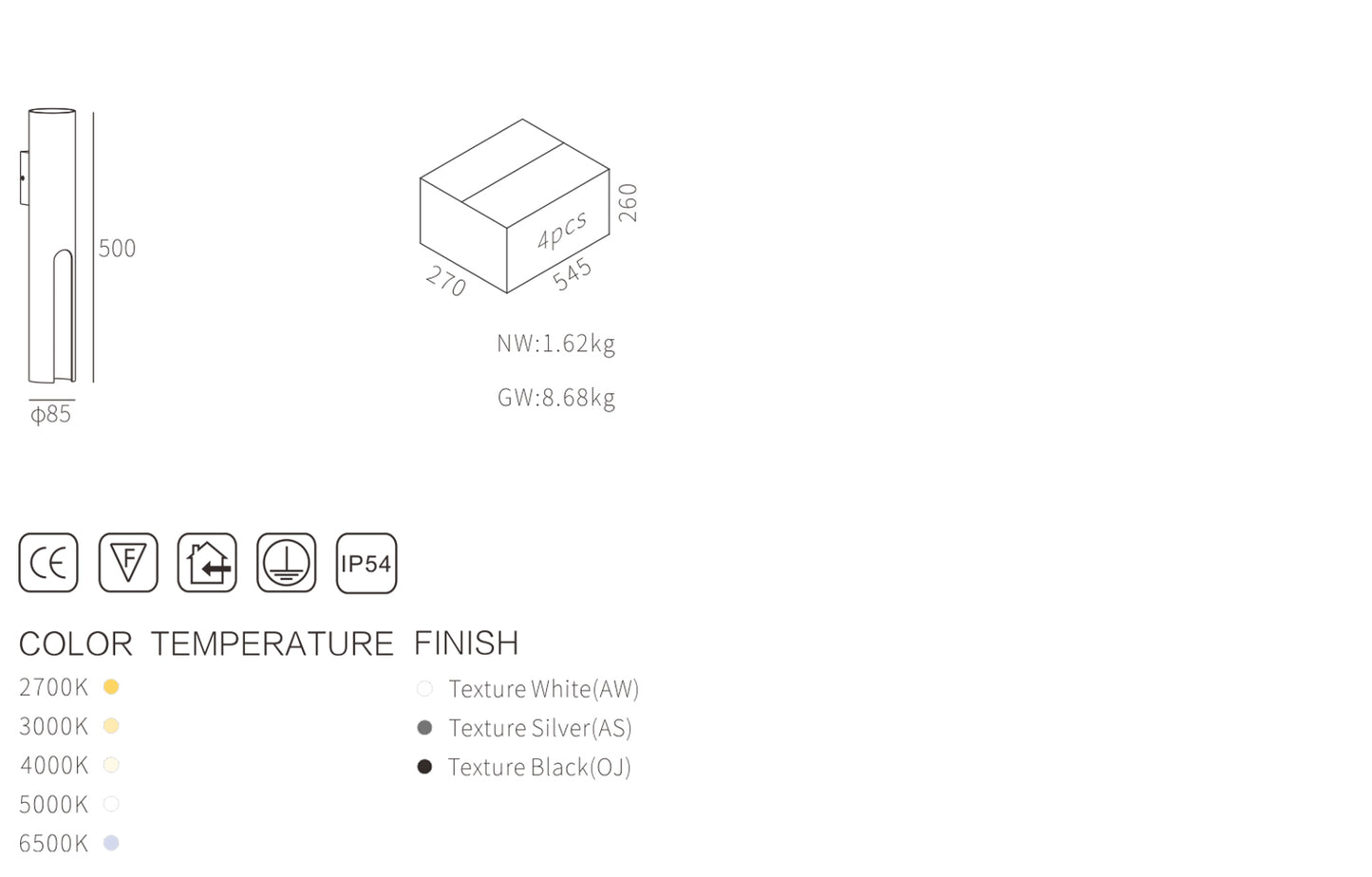 APLIQUE PARED LED SUPERFICIE 6W IP54