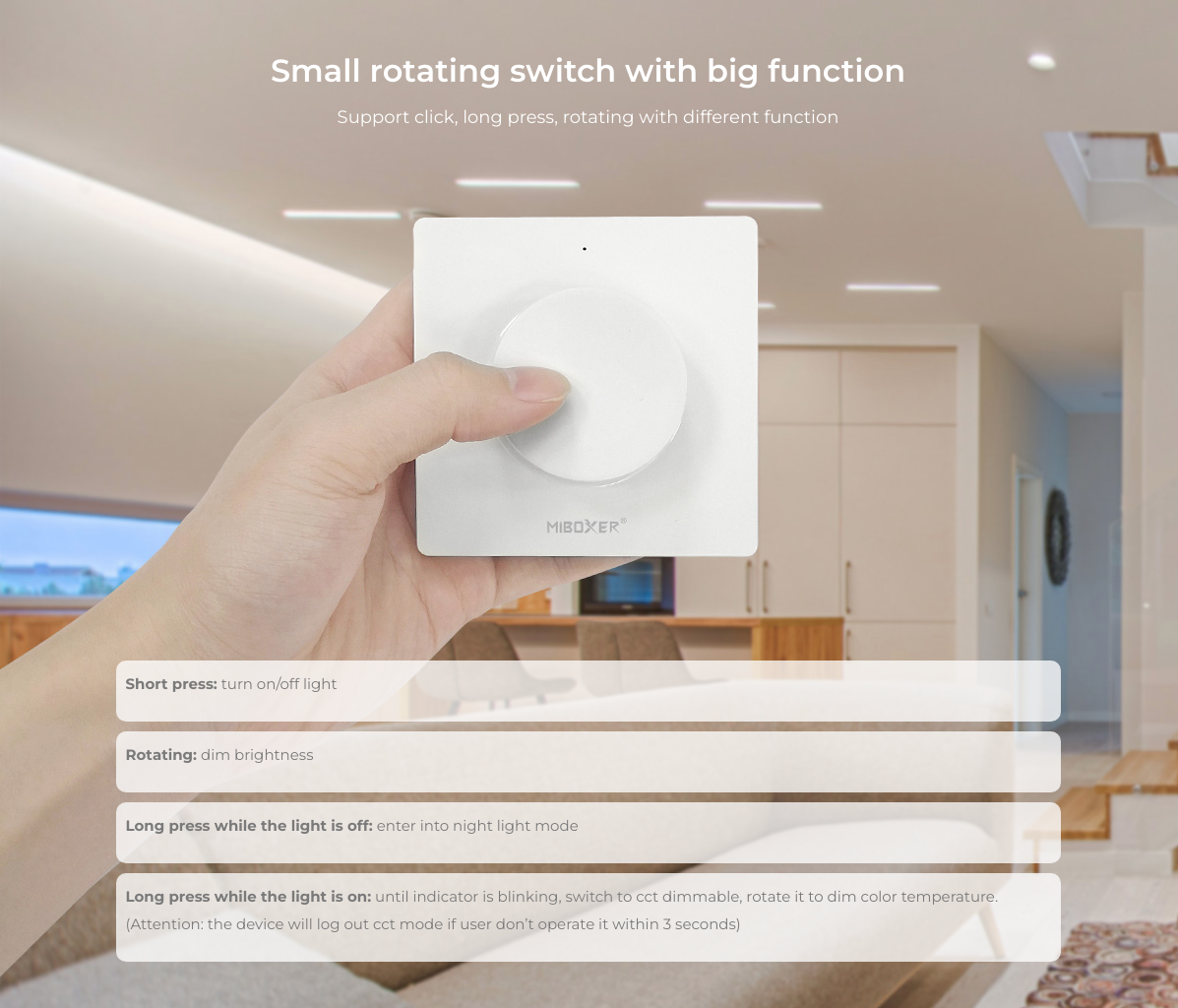 CONTROL REMOTO K2 INTERRUPTOR REMOTO GIRATORIO RF 2.4GHz WIRELESS 3V CR2032
