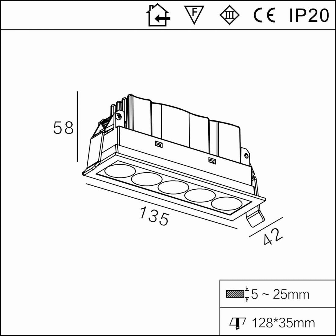 MINI FOCO ENCASTRAR 10W 3000K 15°/30°/50°