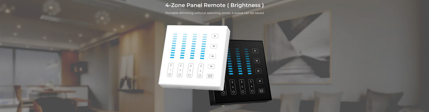 CONTROL REMOTO PORTATIL B5 4 ZONAS RF 2.4GHz WIRELESS CON SOPORTE A PARED MAGNÉTICO
