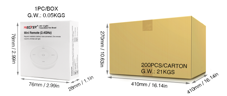 MINI CONTROL REMOTO K2S 2.4GHz RF WIRELESS CON SOPORTE A PARED MAGNÉTICO