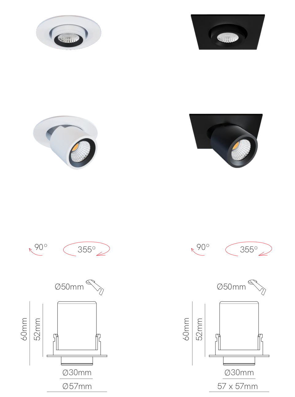 MINI DOWNLIGHT LED NANO OXO-C 4W 45º SWITCH 2700K/3000K/4000K