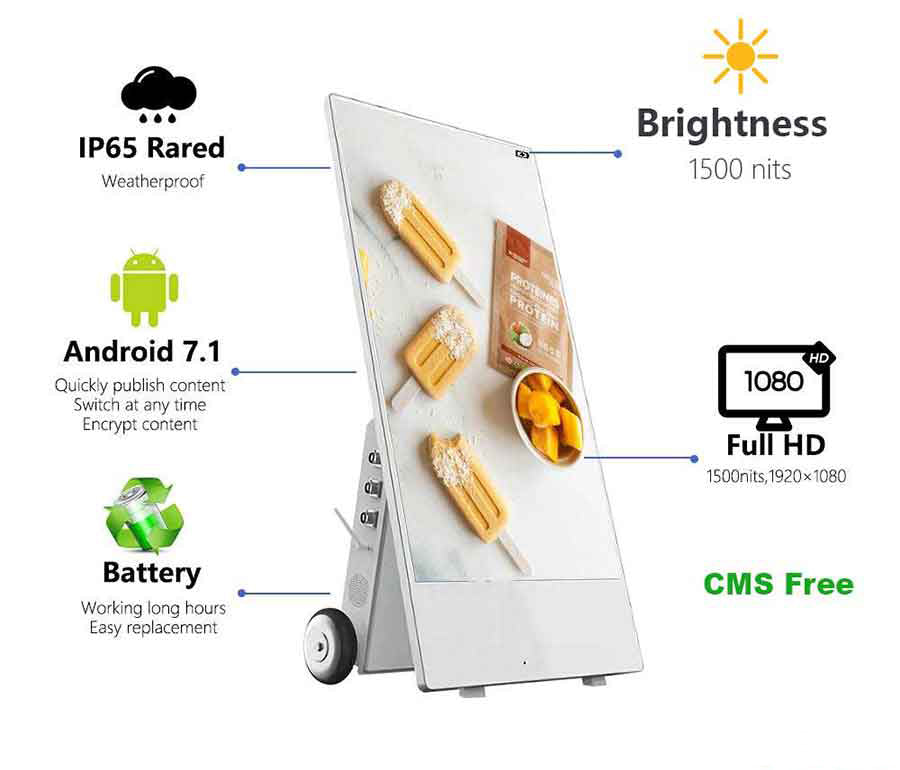 PANTALLA LCD PORTATIL 43" EXTERIOR IP65 CON BATERIA