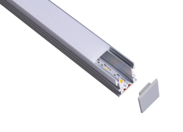 PERFIL DE ALUMINIO 2M ENCASTRAR EN SUELO RESISTENTE AL AGUA 26,1x21,3mm PARA TIRAS LED + DIFUSOR