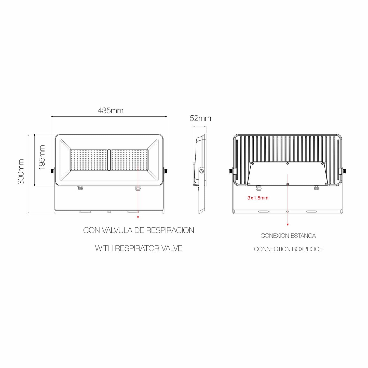 FOCO PROYECTOR POLARIS NEGRO LED 220V 150W
