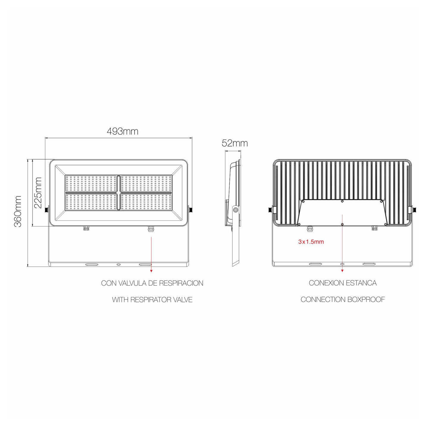 FOCO PROYECTOR POLARIS NEGRO LED 220V 200W