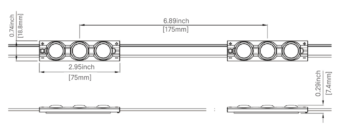 MÓDULO LED FONDO DE CAJA 1,08W DC12V 170LM/W IP66 165º 6500K (ESPECIAL PARA CAJAS ESTRECHAS DE 2,5CM ALTO)