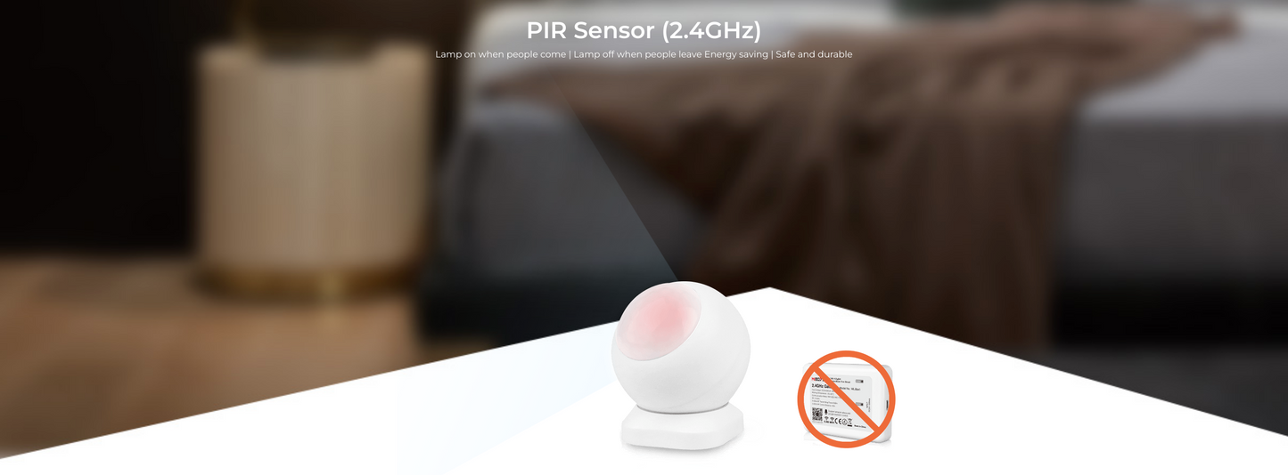 SENSOR PIR PIR1-RF 2.4GHz RF WIRELESS CON SOPORTE A PARED MAGNÉTICO