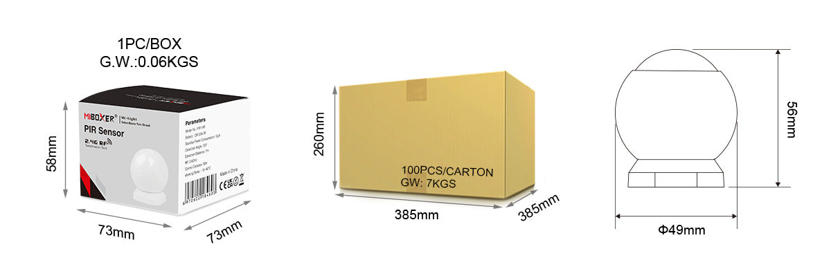 SENSOR PIR PIR1-RF 2.4GHz RF WIRELESS CON SOPORTE A PARED MAGNÉTICO