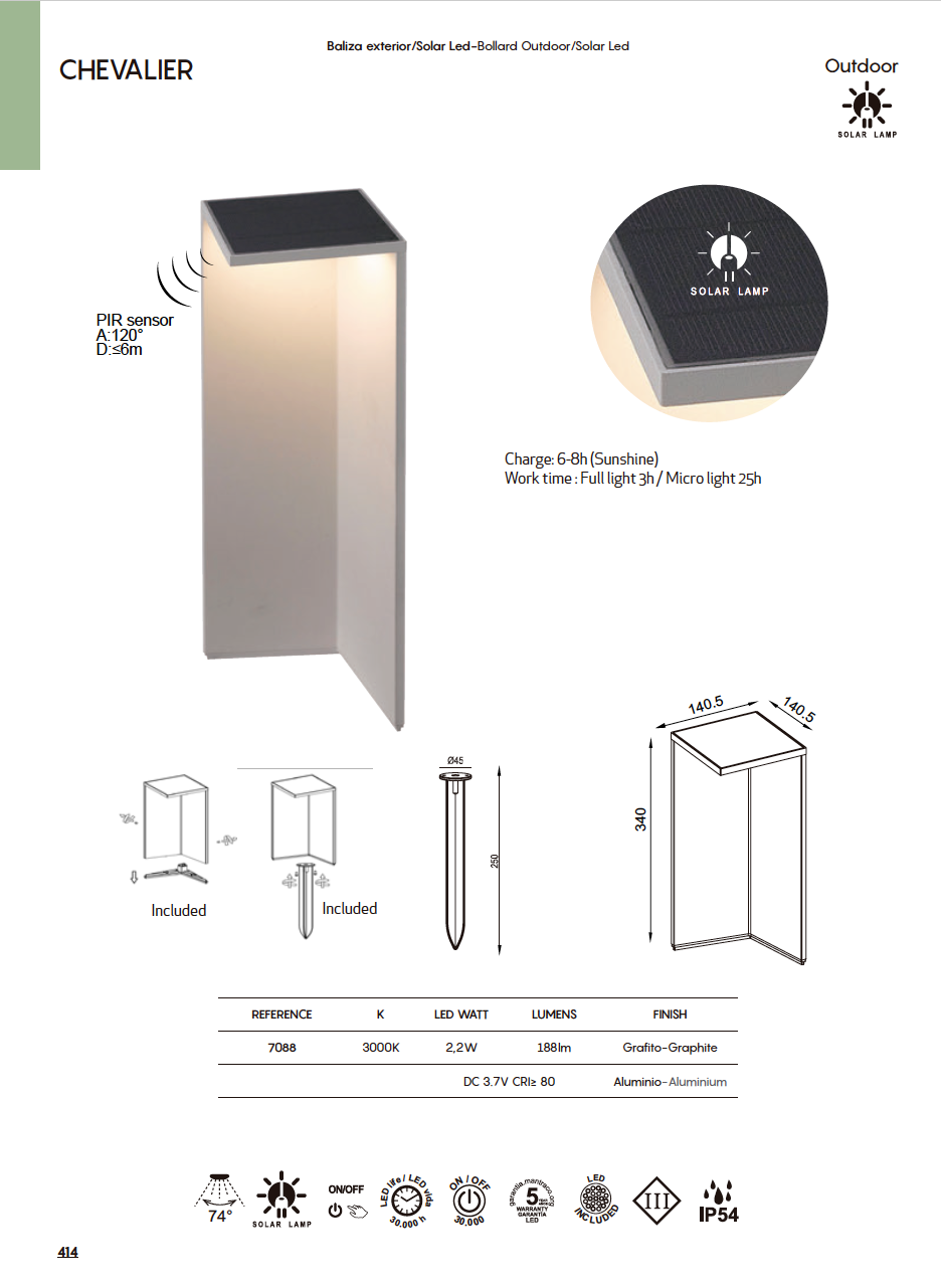 BALIZA LED SOLAR CHEVALIER