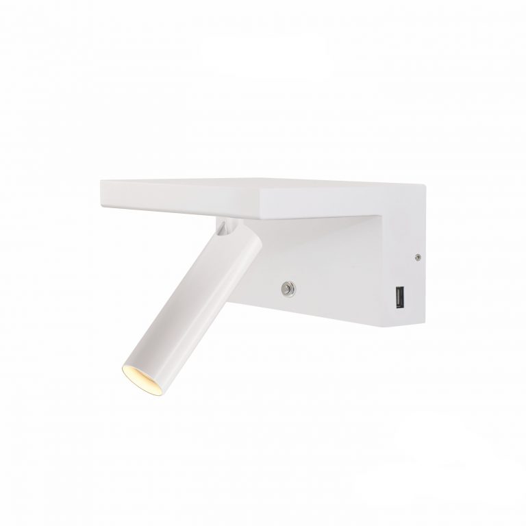 LÁMPARA LED LECTURA BEAM 5W 3 NIVELES DE INTENSIDAD 220-240V 40º LED 2.700K-2 USB 5V/2A