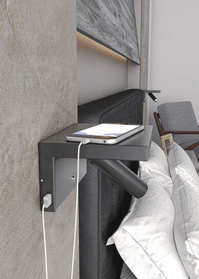 LÁMPARA LED LECTURA BEAM 5W 3 NIVELES DE INTENSIDAD 220-240V 40º LED 2.700K-2 USB 5V/2A