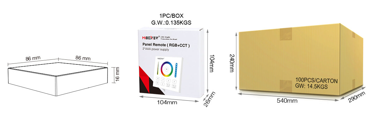 CONTROL REMOTO PARED B0 1 ZONA RGB+CCT RF 2.4GHz ACABADO CRITAL BLANCO