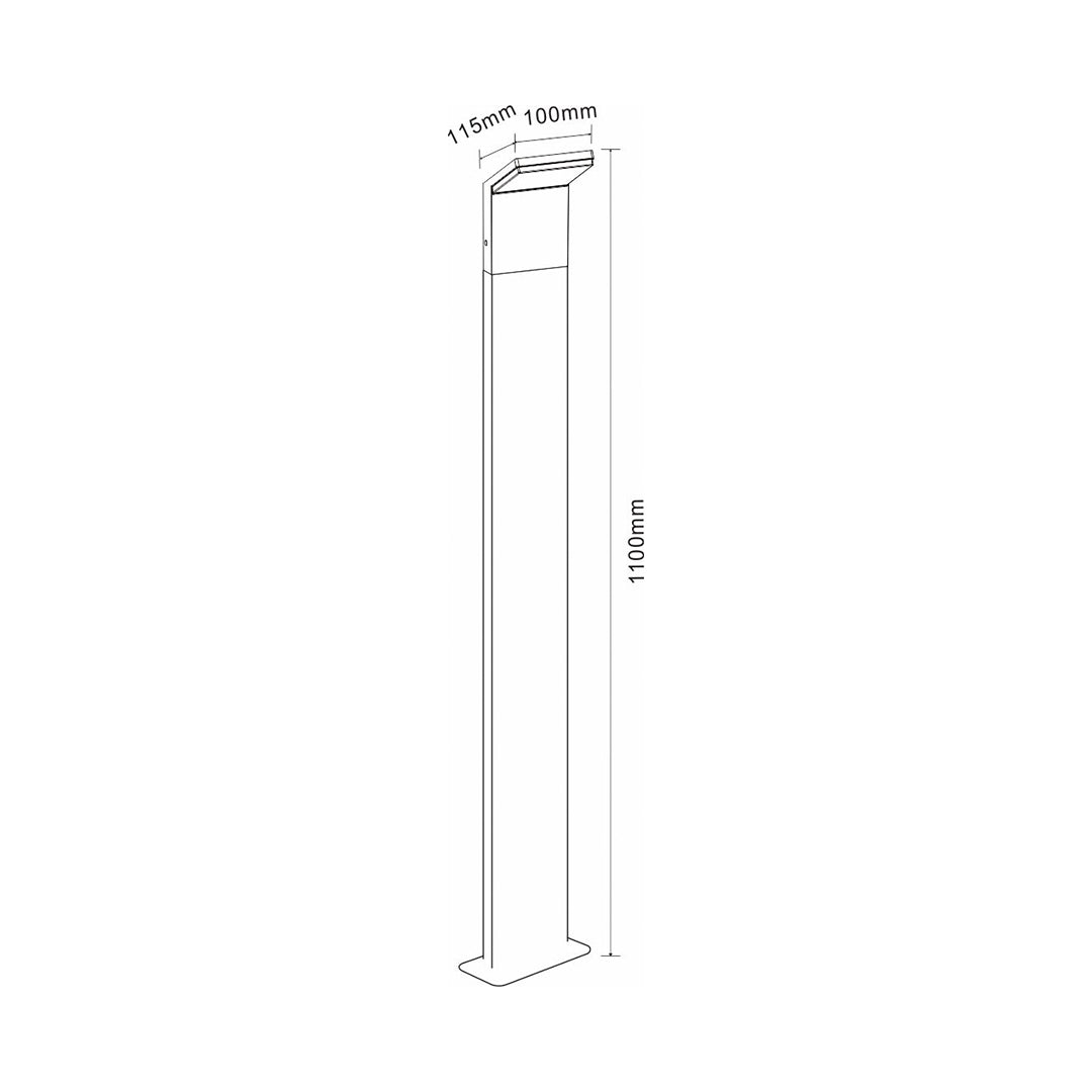 BALIZA LED EXTERIOR CAM 110CM ALUMINIUM 9W 220-240V 120º LED IP65