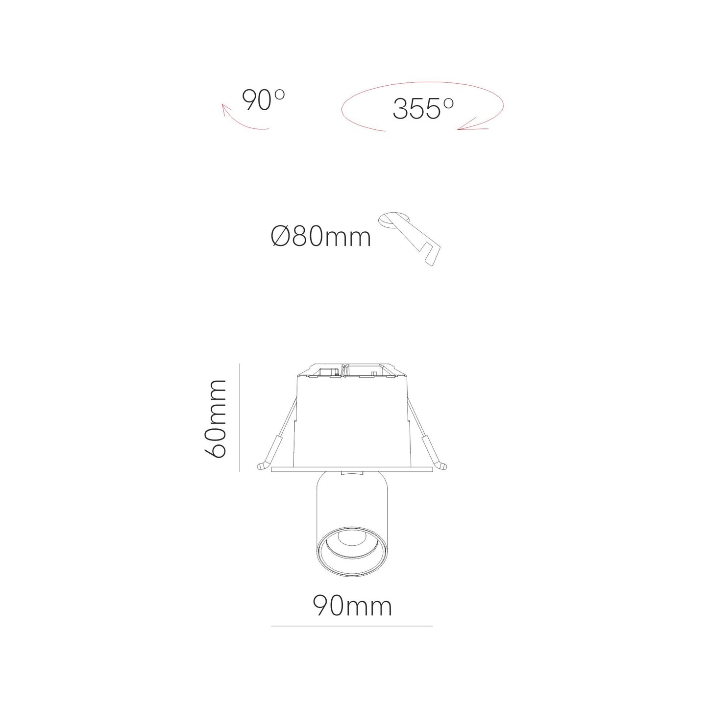 DOWNLIGHT LED MINI OXO ROUND 1 6W 42º SWITCH 2700K/3000K/4000K ENCASTRAR
