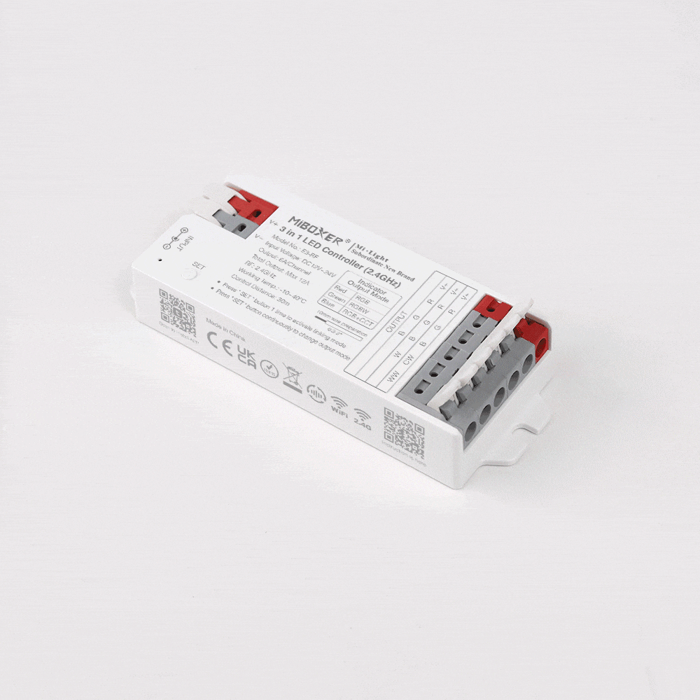 MINI CONTROLADOR E3-RF 3 EN 1 (RGB / RGBW / RGB+CCT) RF 2.4GHz DC12~24V MAX 12A