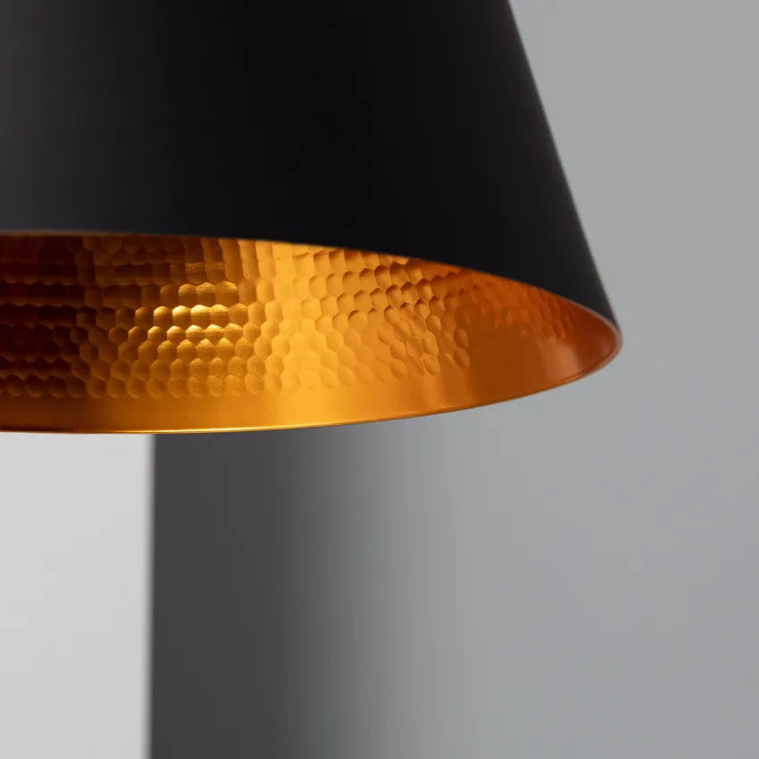 LÁMPARA COLGANTE E27 METAL NEGRO-DORADO