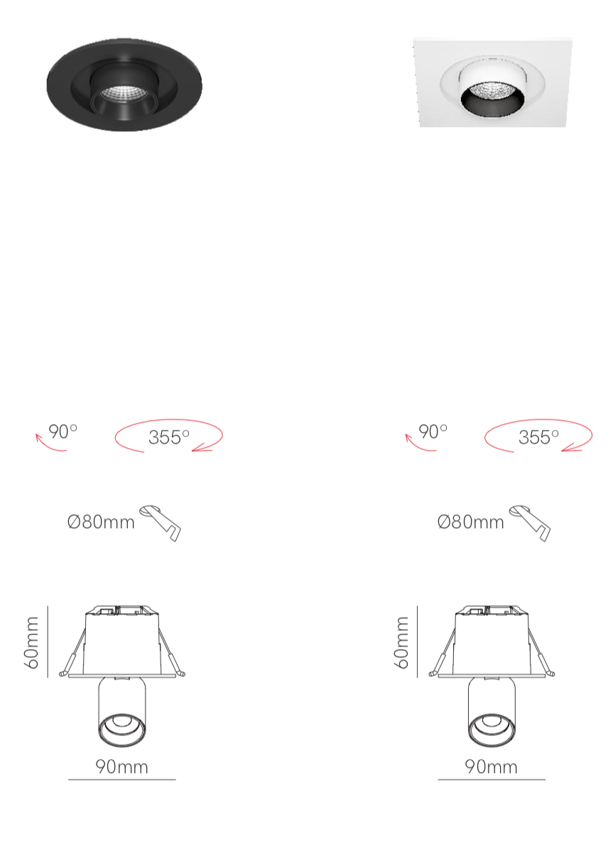 DOWNLIGHT LED MINI OXO SQUARE 1 6W 42º SWITCH 2700K/3000K/4000K ENCASTRAR
