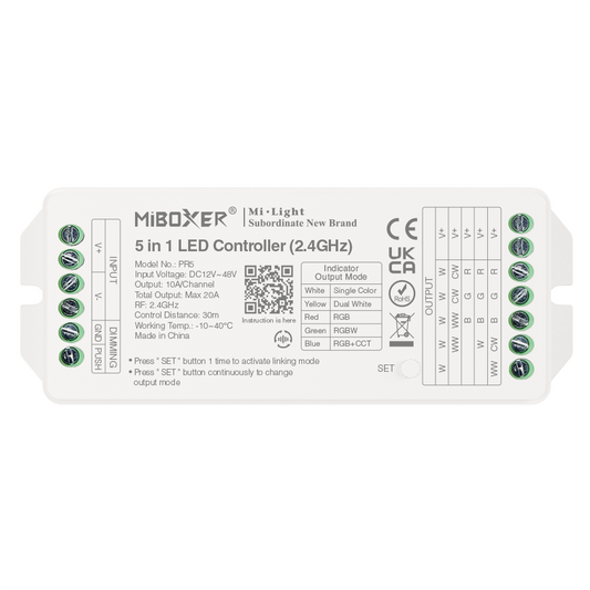 CONTROLADOR LED PR5 5 EN 1 RGB+CCT DC12-48V RF 2.4GHz MAX 20A 960W