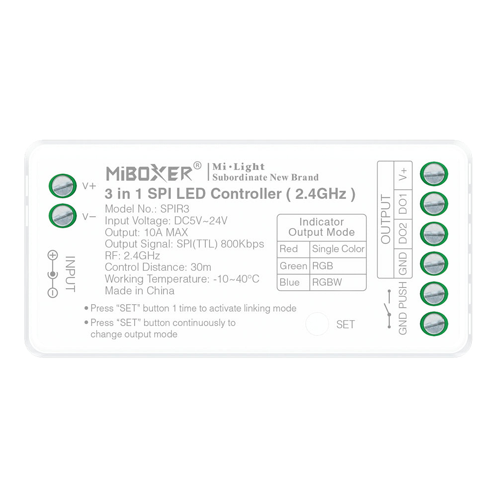 MINI CONTROLADOR LED SPIR3 3 EN 1 SPI (SINGLE COLOR + RGB + RGBW) RF 2.4GHz