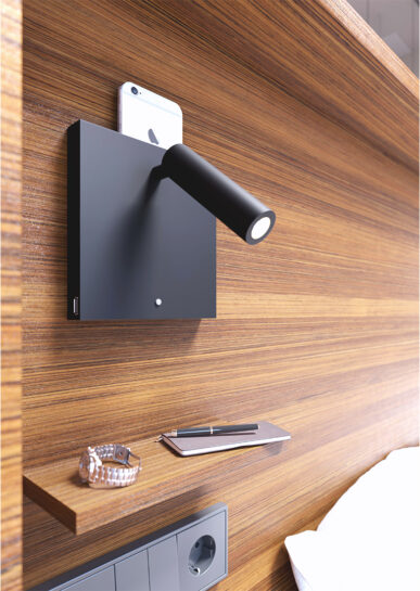 LÁMPARA LED LECTURA SWEET 4W 3 NIVELES DE INTENSIDAD 220-240V 20º LED CREE 2.700K-2 USB 5V/2A+INDUCCIÓN